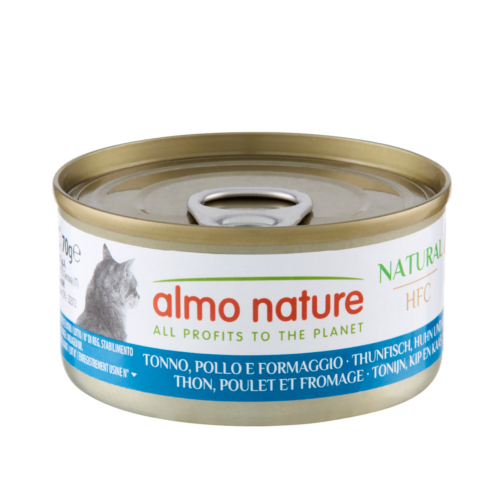 Almo Nature HFC Natural 12 x 70 g - HFC Tonno, Pollo e Formaggio