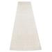 Shahbanu Rugs Ivory, Hand Knotted, Tone on Tone, Pure Silk with Textured Wool, Runner Oriental Rug (2'6" x 11'8") - 2'6" x 11'8"