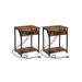 Side Tables with Charging Station, Set of 2 End Tables with USB Ports and Outlets, Nightstands for Living Room, Bedroom