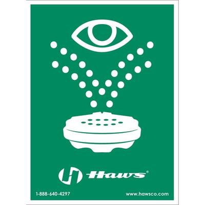 Haws Vertical universal emergency eyewash sign. Size: 8