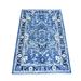 Shahbanu Rugs Azure and Yale Blue Vegetable Dyes Shiny and Soft Wool Hand Knotted All Over Mahal Design Rug (3'2" x 4'10")