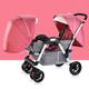 Double Tandem Stroller-Baby Face to Face Foldable Umbrella Stroller for Infant and Toddler,Convertible Reclining Pushchair Stroller,Adjustable Canopy (Color : Pink)