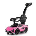 Maxmass 3-in-1 Ride on Push Car, Licensed Lamborghini Toddler Sliding Walker with Removable Guardrails, Music, Headlights and Underneath Storage, Kids Push Along Sit on Car for 18-60 Months (Pink)
