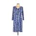 Alex Marie Casual Dress: Blue Zebra Print Dresses - Women's Size Large