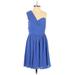Express Cocktail Dress - A-Line Sweetheart Sleeveless: Blue Print Dresses - Women's Size 4