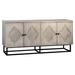 Foundry Select Papillion 68-inch Light Grey Wash Acacia & Matte Black Iron Hand Carved 4-Door Sideboard Wood in Black/Brown/Gray | Wayfair