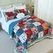 Red Barrel Studio® Exuma Red/Blue Floral Cotton Patch Work Quilt Set Bedding Cotton Percale in Blue/Red | Twin Quilt + 1 Standard Sham | Wayfair