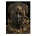 Everly Quinn Close-Up Black & Gold African Goddess I - African American Woman Print on Natural Pine Wood Metal in Black/Brown/Gray | Wayfair