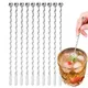 Pics à Cocktail Réutilisables en Acier Inoxydable Bâton de Cocktail Portable avec Petites Pagaies