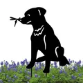 Piquet de Silhouette d'Animal en Forme de Chien Noir Décoration de Jardin Pelouse d'Art