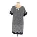 Alya Casual Dress - Shift Tie Neck Short sleeves: Black Polka Dots Dresses - Women's Size 1