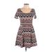 Divided by H&M Casual Dress - Fit & Flare: White Aztec or Tribal Print Dresses - Women's Size 12