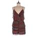 BCBGeneration Romper Plunge Sleeveless: Burgundy Aztec or Tribal Print Rompers - Women's Size Medium