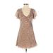 Urban Outfitters Casual Dress - Wrap: Tan Animal Print Dresses - Women's Size X-Small