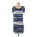 Hollister Casual Dress - Shift Scoop Neck Short sleeves: Blue Print Dresses - Women's Size Medium