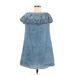 Knox Rose Casual Dress - A-Line Crew Neck Short sleeves: Blue Print Dresses - Women's Size Small