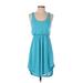 Lush Casual Dress - Mini Scoop Neck Sleeveless: Blue Print Dresses - Women's Size Small