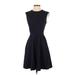 Magaschoni Casual Dress - A-Line: Blue Solid Dresses - Women's Size 2