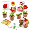 KRABALL 6pcs Crochet Potted Flower Kit for Beginners With Video Tutorial Cotton Knitting Yarn Thread