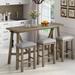 Distressed Multipurpose Kitchen Bar Table Set with Upholstered Stools