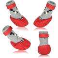 Dog Cat Boots Shoes Socks with Adjustable Waterproof Breathable and Anti-Slip Sole All Weather Protect Paws(Only for Tiny Dog) (L Red)