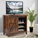 Modern Farmhouse TV Stand with Barn Door and Removable Panel, Fits up to 32-Inch TVs