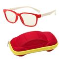 Anti-blue light glasses Children Glasses Anti-blue Glasses Flat Lens Silicone Goggles Protective Eyewear With Box for Home Woman Man Kids (C3 Red Frame White Leg With Random Color Box)