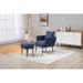 Velvet Upholstered Accent Chair with Ottoman, Single Leisure Chair with Padded Seat and Metal Frame for Living Room