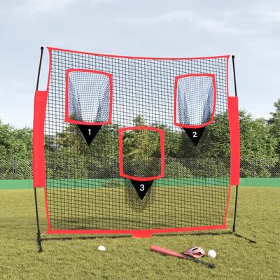 vidaXL Portable Baseball Net Black and Red 72