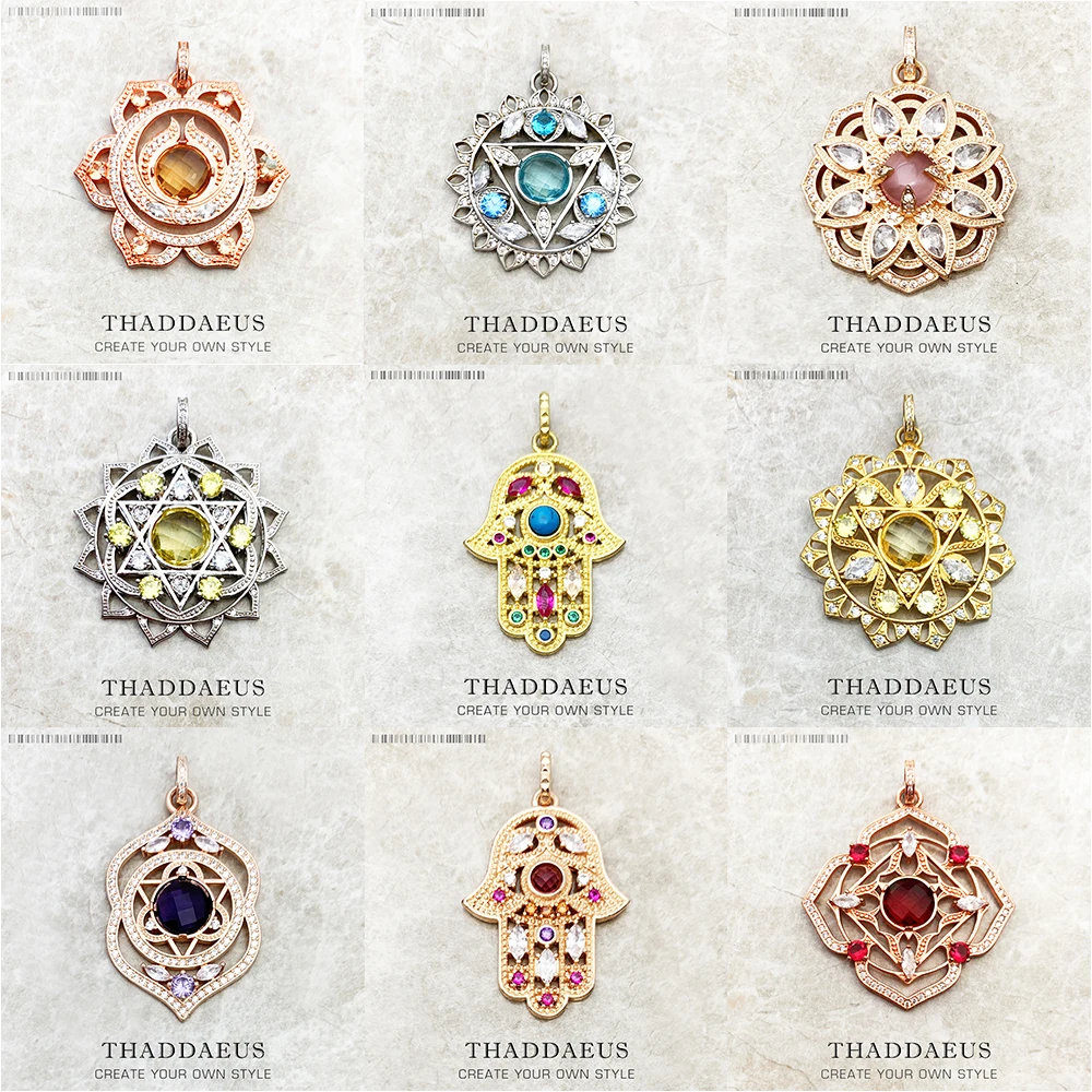 Anhänger Hand von Fatima Chakra Lotus Sommer Neue Schmuck Böhmen 925 Sterling Silber Zubehör Schutz Geschenk Für Frauen Männer