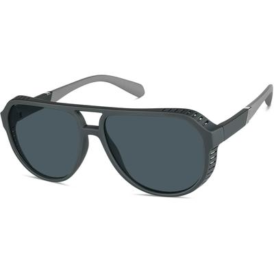 Zenni Men's Aviator Rx Sunglasses Gray Plastic Full Rim Frame