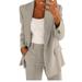 knqrhpse Lounge Sets for Women Workout Sets Two Piece Lapels Suit Office Business Button Formal Jacket + Pant Suit Slim LooseTrouser Jacket Suit Two Piece Sets for Women Sweat Suit 2 Piece Set Beige S