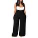 knqrhpse Jumpsuits For Women Wide Leg Pants For Women Plus Size Dressy Wide Leg Jumpsuits Halter Rompers Summer Linen Formal Jumpsuit Pants For Women Black XXL