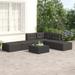 Dcenta 6 Piece Patio Set with Cushions Black Poly Rattan