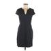 Banana Republic Casual Dress - Sheath V-Neck Short sleeves: Black Print Dresses - Women's Size 6