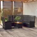 Dcenta 3 Piece Patio Set with Cushions Black Poly Rattan