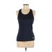 FILA Active Tank Top: Blue Solid Activewear - Women's Size Medium