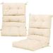 2 Pack Tufted Patio Cushion Outdoor High Back Chair Pads 4.5 Inch Thick With 4 String Ties Patio Seat Cushion For Swing Bench Wicker Furniture Indoor Floor Cushion Beige