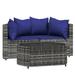 Anself 3 Piece Patio Set with Cushions Gray Poly Rattan