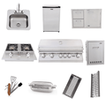 Lion Premium Outdoor Grill Kitchen Package#7 | 40 Propane Grill Set | Double Side Burner Door/Drawer Combo Mini Fridge Bar Sink Ceramic Heat Tubes Trash/LP Tank Drawer & More!