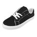 ZIZOCWA Classic Women S Canvas Casual Shoes Solid Color Lace Up Flat Bottom Walking Shoes Leisure Soft Sole Non-Slip Tennis Shoes Comfort Black Size42