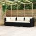 Dcenta Wicker Patio Furniture 3 Piece with Cushions Black Poly Rattan