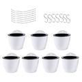 7 Pcs Self-Watering Hanging Plant Flower Pots Wall Decor Basket Indoor White Strawberry Planter Pots with Drainage in Garden Outdoor