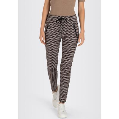 Jerseyhose MAC "easy smart", Damen, Gr. 38, Länge 29, beige (sand stone printed), Jersey, Obermaterial: 83% Polyester, 12% Viskose, 5% Elasthan, casual, slim fit knöchelfrei, Hosen, mit dezenten Reißerschluss-Taschen Image