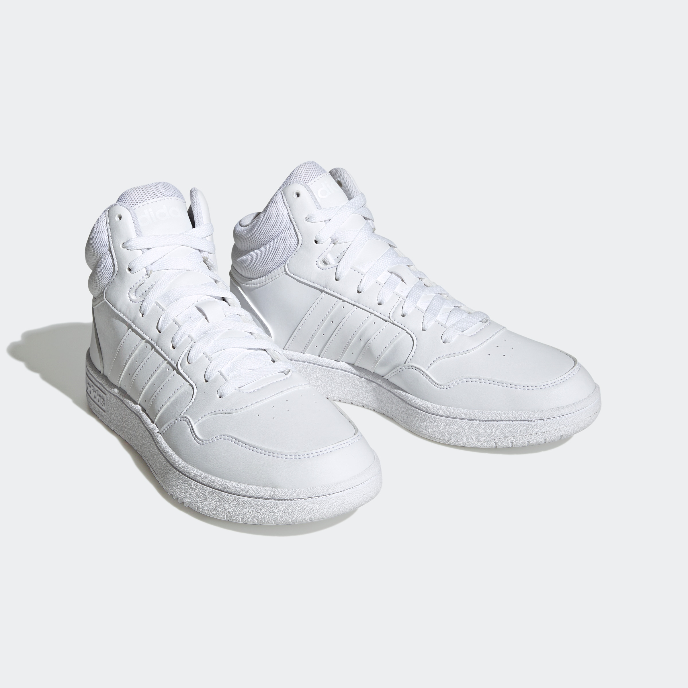 Sneaker ADIDAS SPORTSWEAR "HOOPS 3.0 MID LIFESTYLE BASKETBALL CLASSIC VINTAGE", Herren, Gr. 45, weiß (cloud weiß, cloud weiß, cloud weiß), Synthetik, Textil, Schuhe Sneaker