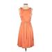 Ann Taylor Casual Dress - Wrap: Orange Solid Dresses - Women's Size 2