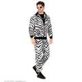 Widmann - Kostüm Trainingsanzug, Tiermuster Zebra, Animal Print, 80er Jahre Outfit, Jogginganzug, Bad Taste Outfit, Faschingskostüme