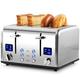 Toaster 4 Slices, Cusimax Stainless Steel Toaster with Ultra-Clear LED Display & 4 Extra-Wide Slots, Defrost/Reheat/Cancel Function, 6 Browning Settings, Removable Crumb Tray, Silver