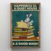 Trinx A Good Book - 1 Piece Rectangle Graphic Art Print A Good Book On Canvas Graphic Art Canvas in Brown | 14 H x 11 W x 1.25 D in | Wayfair