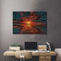 Red Barrel Studio® Adsila Sunset Explosion II On Wood by Ben Mulder Print Metal in Blue/Brown/Red | 26 H x 40 W x 1.5 D in | Wayfair